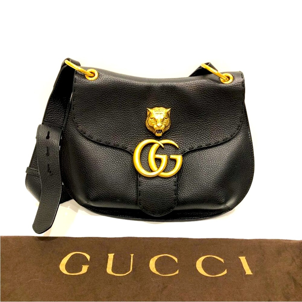 Gucci Pebble Leather Animalier Shoulder Bag w/dustbag EUC